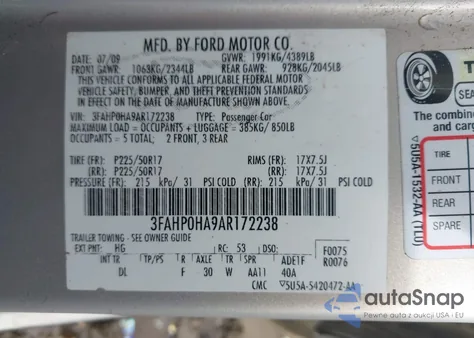 2010 Ford Fusion Se from USA, damaged, VIN 3FAHP0HA9AR172238